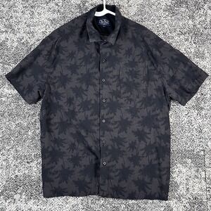 Nat Nast Luxury‎ Originals Shirt Mens XL Short Sleeve 70% Silk Palm Trees Black